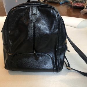 Black faux leather small backpack